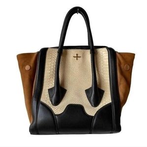 Pour La Victoire Tricolor Largpe Butler Tote Bag Black Brown